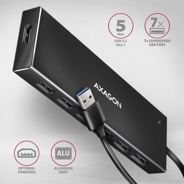AXAGON I/O HUB USB3.2 7PORT FLACH/1M HUE-F7A AXAGON – Bild 2