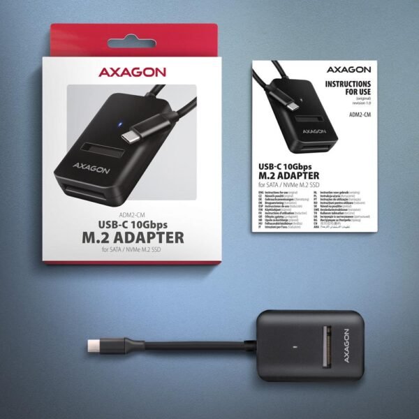 AXAGON SSD AKKU ADAPTER USB-C/M.2/10GBPS 0.1M ADM2-CM AXAGON – Bild 3