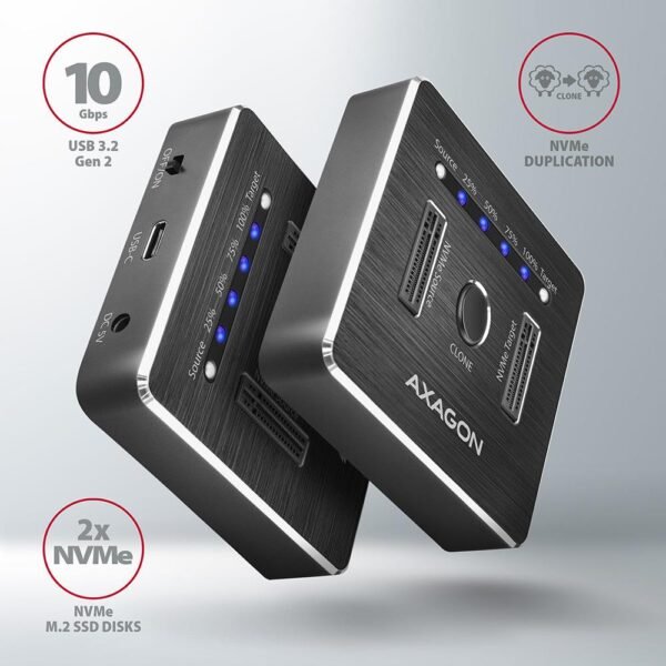 AXAGON SSD ACC DOCK STATION USB-C/2XM.2 NVME ADSA-M2C AXAGON – Bild 4