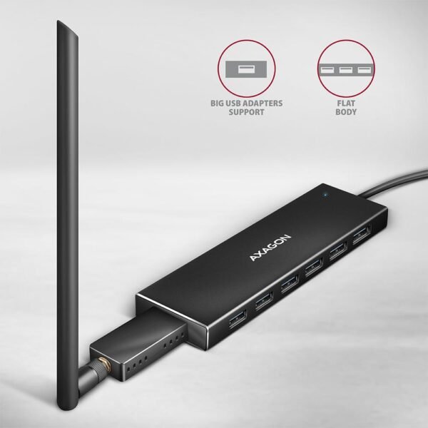 AXAGON I/O HUB USB3.2 7PORT FLACH/1M HUE-F7A AXAGON – Bild 4