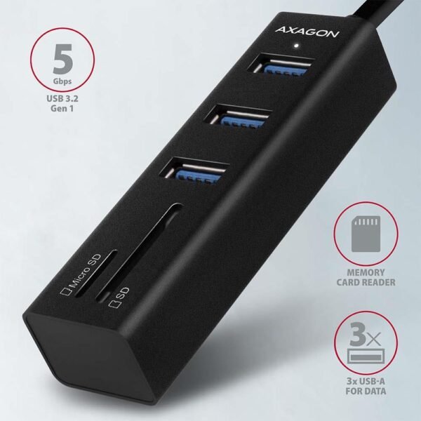 AXAGON I/O HUB USB3.2 3P SD/MICROSD/0.2M HMA-CR3A AXAGON – Bild 2