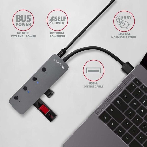 AXAGON I/O USB HUB SCHALTER 4PORT/0.2M HUE-MSA AXAGON – Bild 4