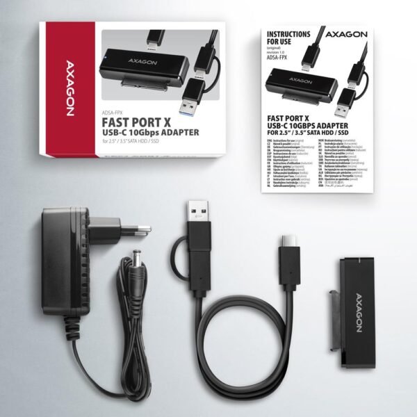 AXAGON SSD AKKU ADAPTER USB-C/SATA 6G/10GBPS 0.6M ADSA-FPX AXAGON – Bild 3