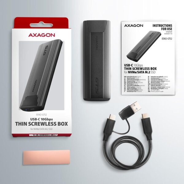AXAGON SSD-AKKU-GEHÄUSE M.2 NVME/SATA USB-C EEM2-GTS2 AXAGON – Bild 4